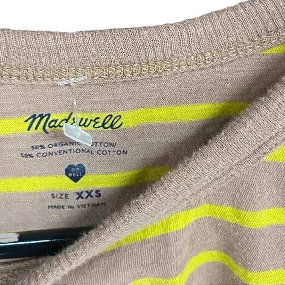 Madewell Organic Cotton Women's Tee in Beige & Zesty Yellow XXS - Picture 3 of 4